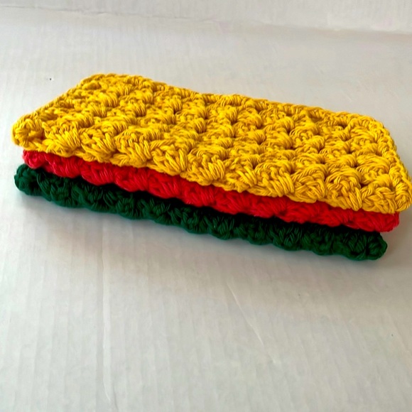 3 Hand Crafted Crochet Washcloths / crochet Dishcloths Spa Cloths - 100% Cotton - Picture 5 of 7